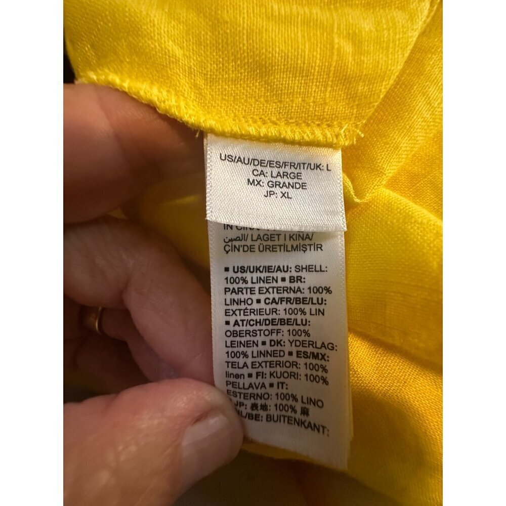 NWT vThe Drop Women's Sade Linen Cutout Midi, Lemon, L - Picture 7 of 7